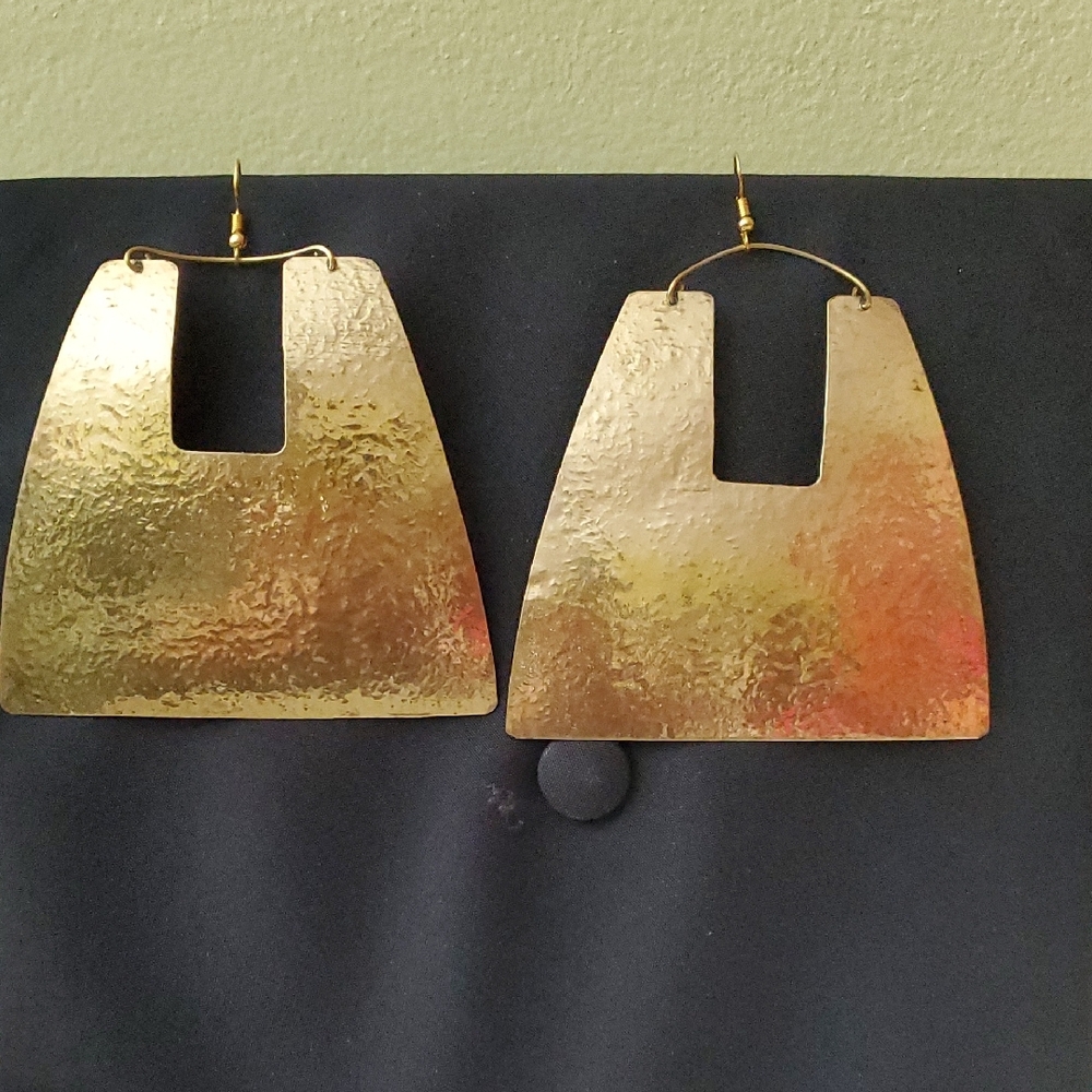 Gold Brass Statement Earrings